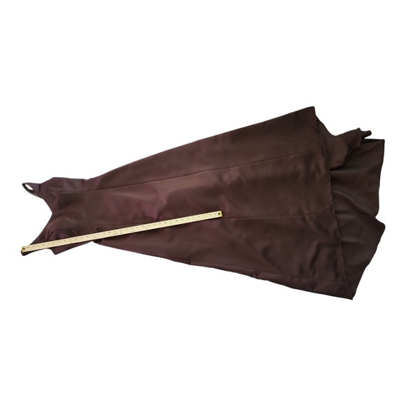 Jordan Fashions Brown Satin Evening Gown Size 0 Formal Prom Dress High-Low Back - Picture 3 of 10
